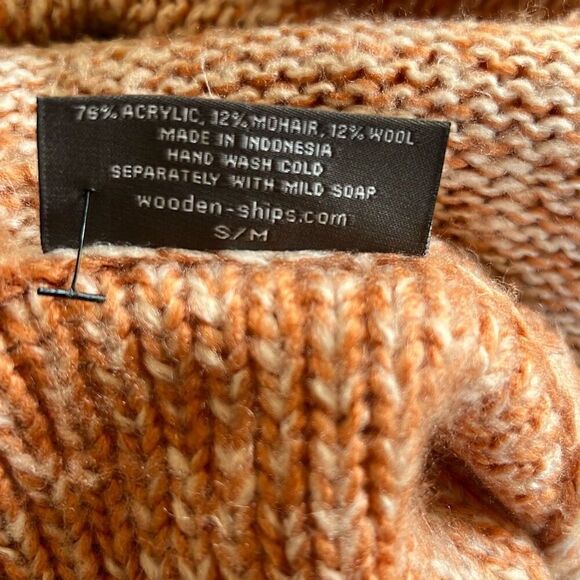 Wooden Ships Paola Buendia Mohair/Wool Cardigan Sweater Orange Sm/Med - Picture 5 of 6